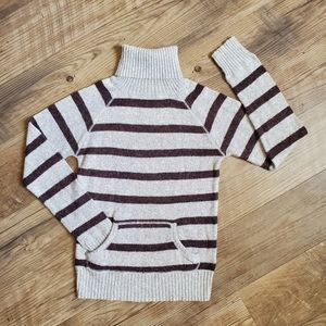 Striped Gray Turtleneck Sweater with Kangaroo Pouch by Forever 21, Size: Small